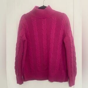 Banana Republic Factory Fuchsia Cable Knit Turtleneck Sweater